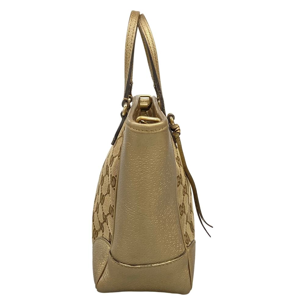 Gucci GG Handbag 353121 Beige Dark Brown Gold Jacquard Leather - Picture 2 of 15